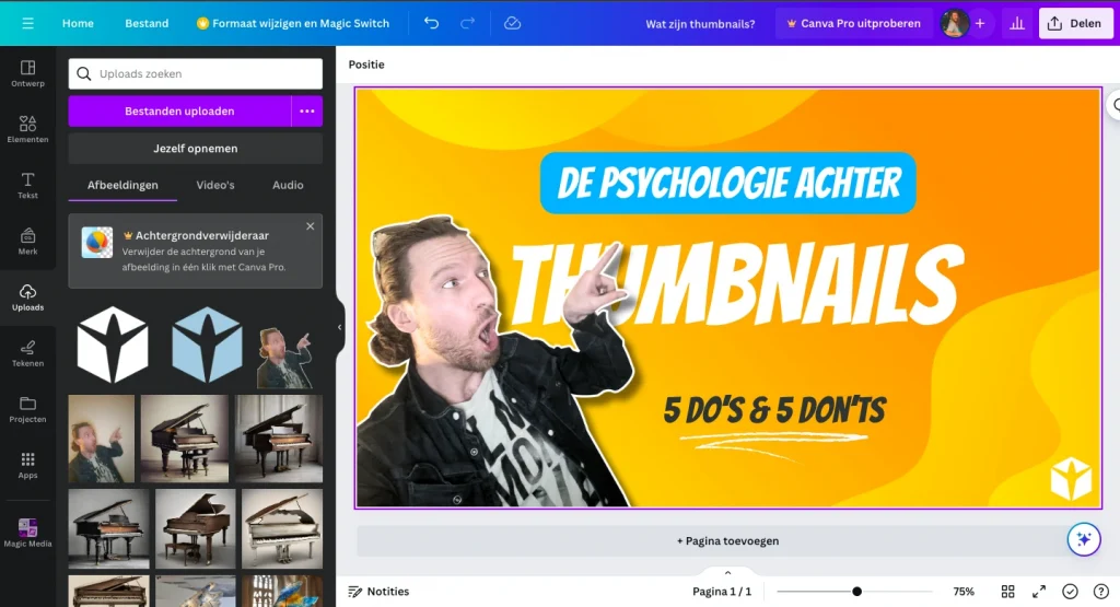 wat zijn thumbnails? canva invoegen Didifix